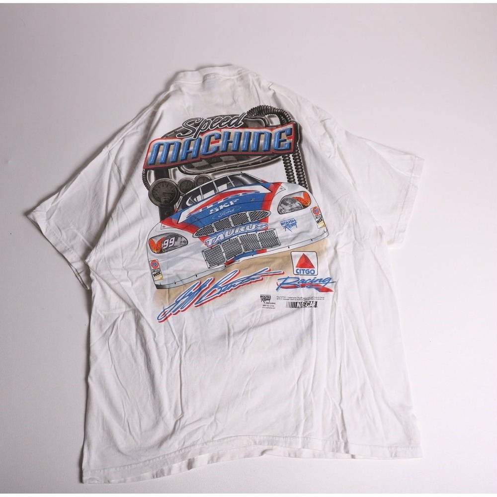Vintage Jeff Burton NASCAR Citgo Racing T-Shirt White XL 99 Speed Machine Hanes - Picture 5 of 8